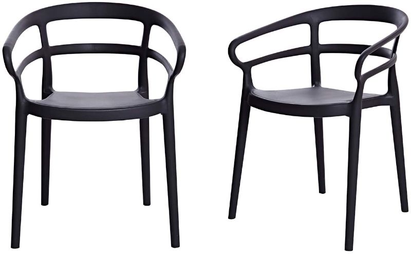 Photo 1 of Amazon Basics Dark Grey, Curved Back Dining Chair-Set of 2, Premium Plastic

