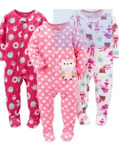 Photo 1 of Simple Joys by Carter's Baby and Toddler Girls' 3-Pack Loose Fit Fleece Footed Pajamas
SIzE 12MOS