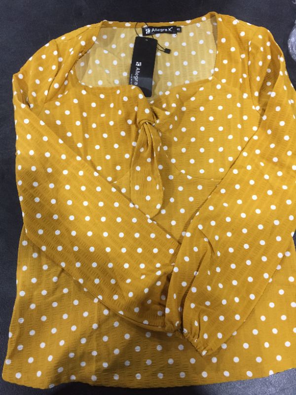 Photo 1 of ALLEGRA K YELLOW DOTTED SHIRT
SIZE S