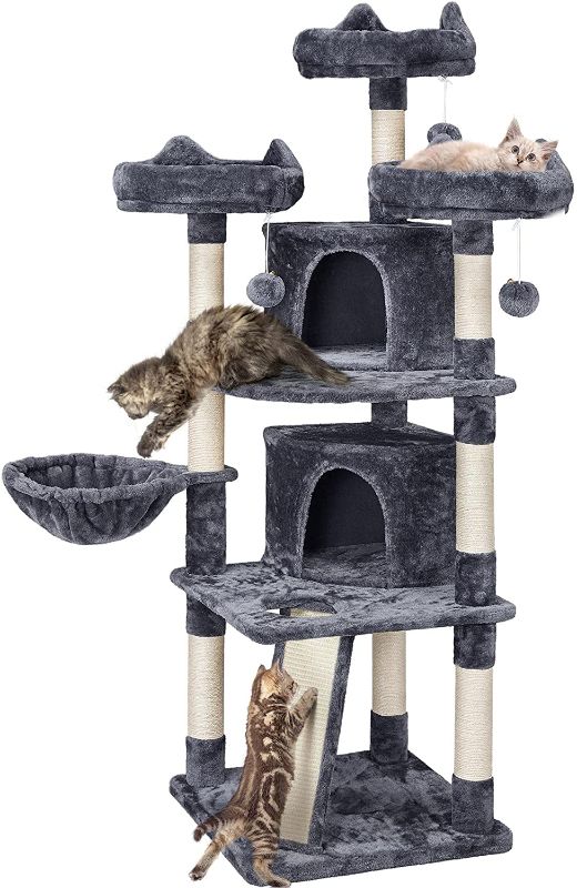 Photo 1 of Yaheetech 68.5in Multi-Level Cat Tree Large Cat Condo with Sisal-Covered Platforms Scratching Board & Scratching Posts, Cozy Perches, Stable Cat Tower Cat Condo Pet Play House
SIZES MAY VARY