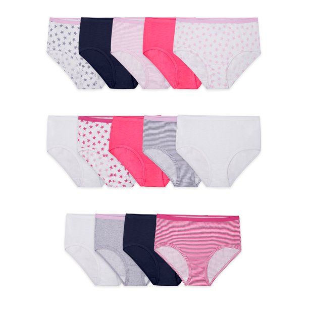 Photo 1 of Fruit of the Loom Girls' Cotton Brief Underwear, 14 Pack Panties Size 4