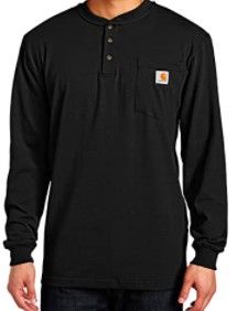 Photo 1 of Carhartt Men's Loose Fit Heavyweight Long-Sleeve Pocket Henley T-Shirt Med