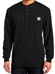 Photo 1 of Carhartt Men's Loose Fit Heavyweight Long-Sleeve Pocket Henley T-Shirt Med