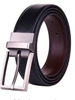 Photo 1 of Beltox Fine Men's Dress Belt Leather Reversible 1.25" Wide Rotated Buckle 54-56