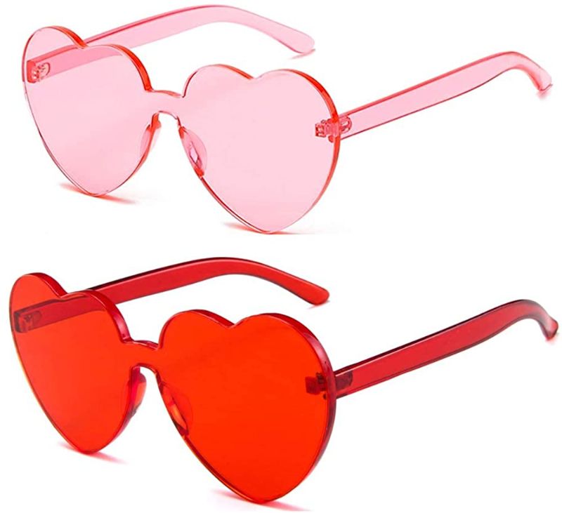 Photo 1 of Dollger Heart Shape Sunglasses One Piece Transparent Rimless Candy Color Glasses