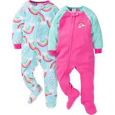Photo 1 of 2-Pack Baby & Toddler Girls Rainbow Fleece Pajamas 6-9 months
