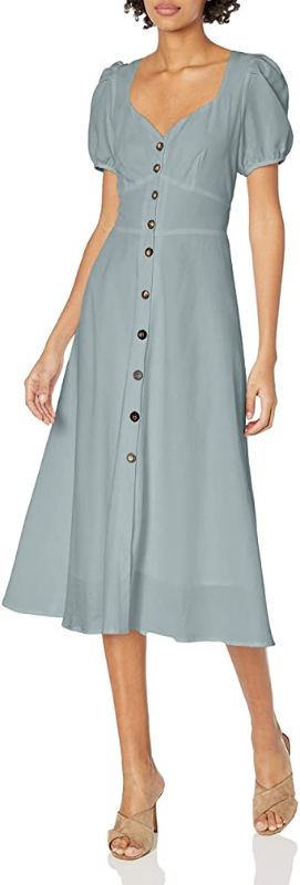 Photo 1 of ASTR the label Women's Puff Sleeve Pippa Button Down Midi Dress SIze S