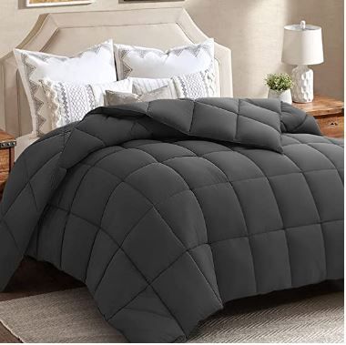 Photo 1 of EDILLY All Season King Size Soft Quilted Down Alternative Comforter Duvet Insert with Corner Tabs,Winter Summer Warm Fluffy, Dark Grey?90" X 102"