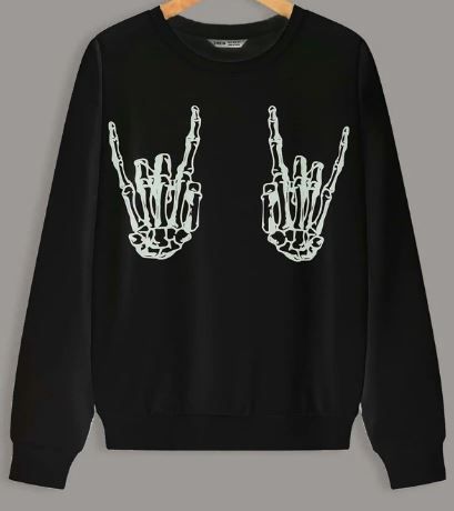 Photo 1 of Skeleton Hand Print Drop Shoulder Sweatshirt Size M
