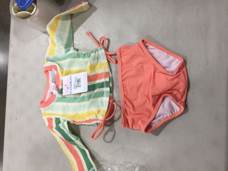 Photo 2 of aby/toddler Girls Rash Guard 2-piece Swimsuit Set - Long Sleeve Bikini With Upf 50+ Sun Protection Size 6-12 M