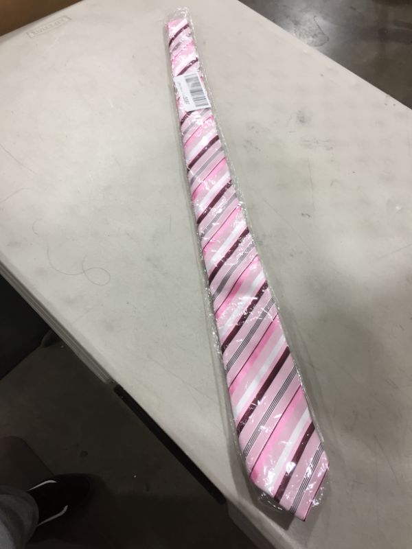Photo 2 of Classic Pink Striped Silk Tie
