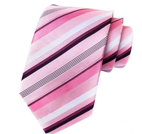 Photo 1 of Classic Pink Striped Silk Tie
