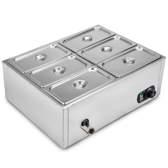 Photo 1 of  6-pan Bain Marie Food Warmer Table Steamer Safe 6 Lids Soup Station