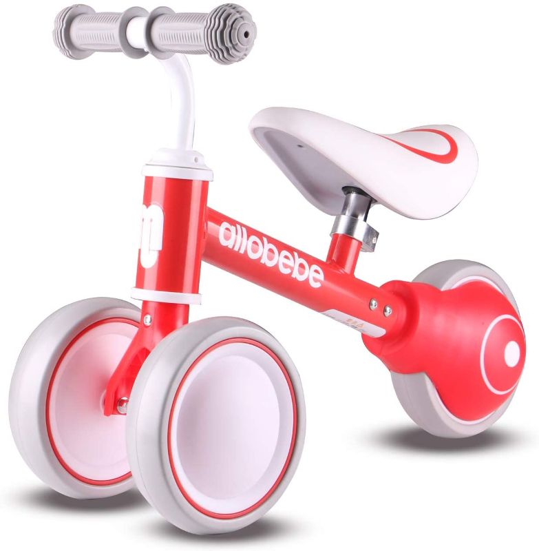 Photo 1 of allobebe Baby Balance Bike, Cute Toddler Bikes 12-36 Months Gifts for 1 Year Old Girl Bike to Train Baby from Standing to Running with Adjustable Seat Silent & Soft 3 Wheels
