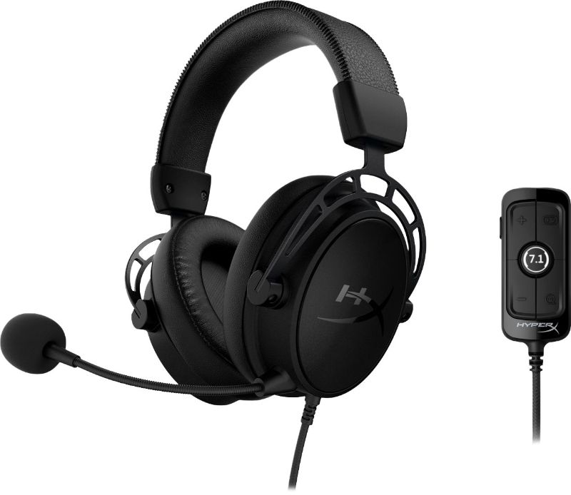 Photo 1 of HyperX - Cloud Alpha S Wired 7.1 Surround Sound Gaming Headset for PC with Chat Mixer and Adjustable Bass - Blackout
