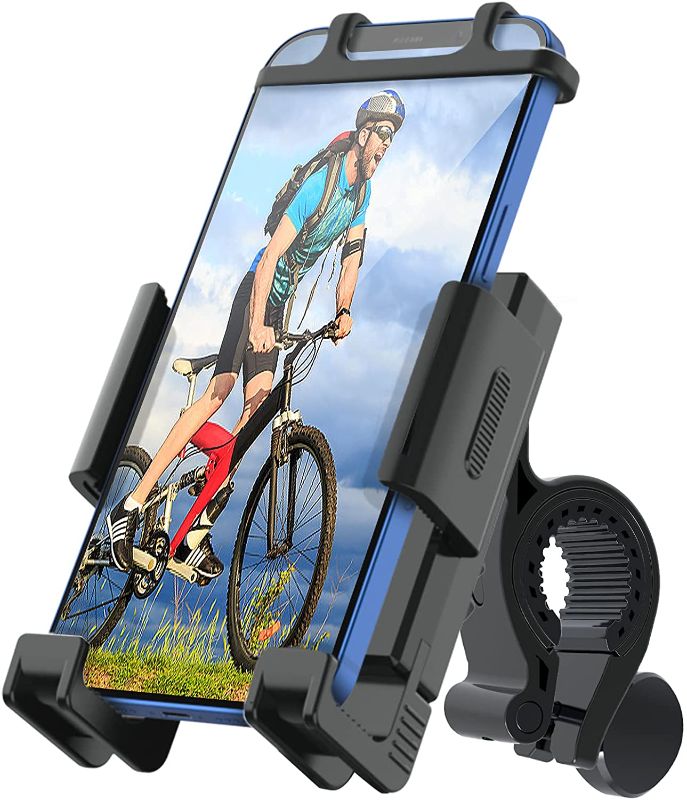 Photo 1 of WOHOOH Universal Bike Phone Holder, Motorcycle Phone Mount, 360° Rotation Adjustable Bike Phone Mount for Handlebar- Cycling Clamp Scooter Phone Clip Fits All 4.7"-6.7" Phones
