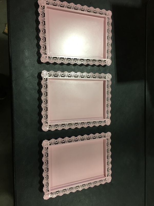 Photo 1 of 15x11  inch metal pink tray pack of 3
