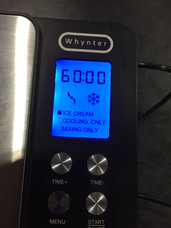 Photo 2 of Whynter ICM-200LS Automatic Ice Cream Maker 2 Quart Capacity Stainless Steel, Built-in Compressor, no pre-Freezing, LCD Digital Display, Timer, 2.1
