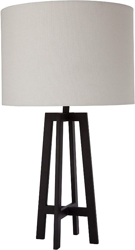 Photo 1 of Amazon Brand – Stone & Beam Deco Metal Frame Living Room Desk Lamp With Light Bulb and White Shade - 20.75 x 12 x 12 Inches, Black
