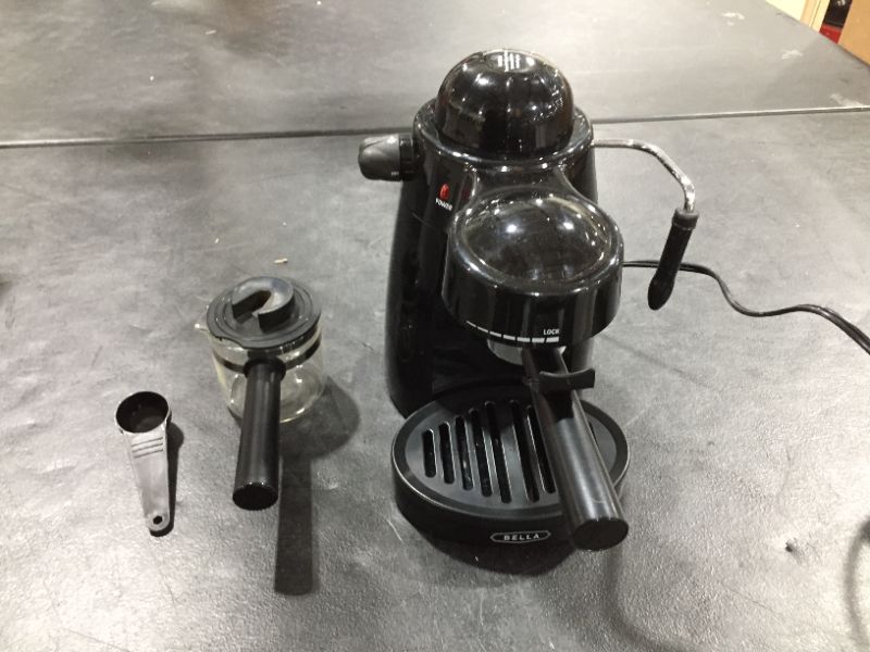 Photo 2 of *PARTS* BELLA (13683) Personal Espresso Maker with Steam Wand, Glass Decanter & Permanent Filter, Black
