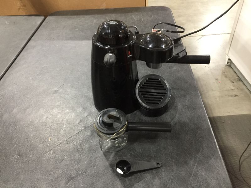 Photo 3 of *PARTS* BELLA (13683) Personal Espresso Maker with Steam Wand, Glass Decanter & Permanent Filter, Black
