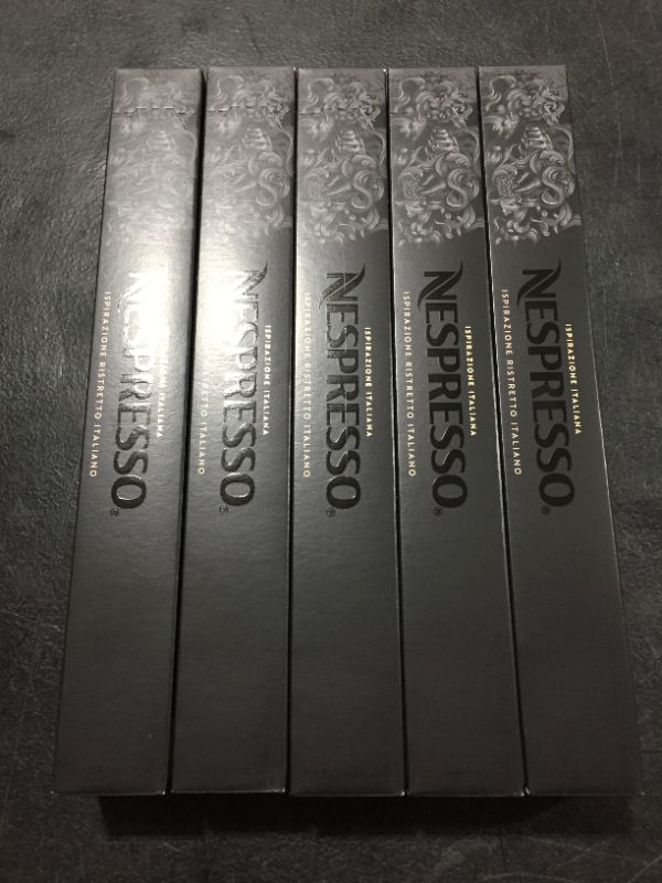 Photo 1 of NESPRESSO CAPSULES ORIGINALLINE RISTRETTO INTENSO COFFEE PODS, BREWS, DARK ROAST ESPRESSO COFFEE, 50 COUNT (PACK OF 5) BEST BY 9/30/21
