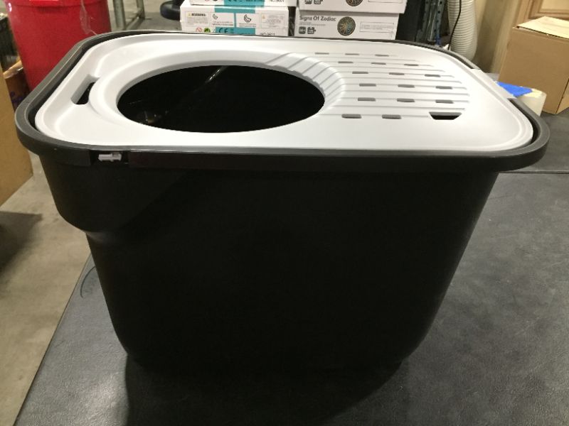 Photo 3 of IRIS USA Square Large Top Entry Cat Litter Box with Cat Litter Scoop
