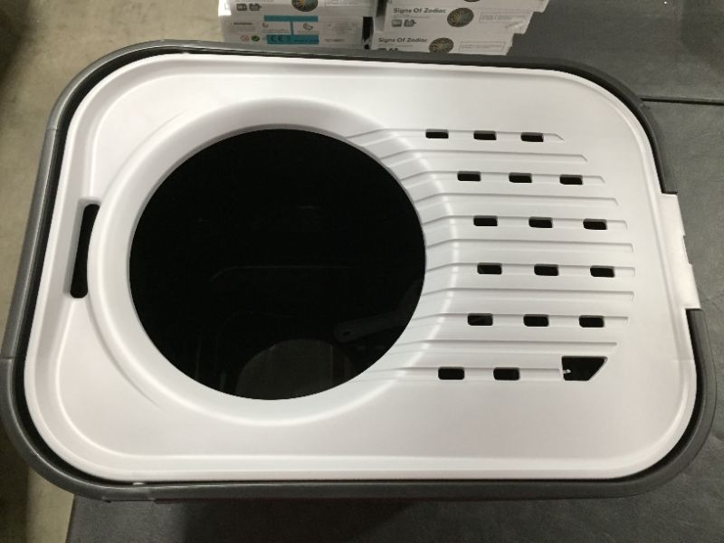 Photo 2 of IRIS USA Square Large Top Entry Cat Litter Box with Cat Litter Scoop
