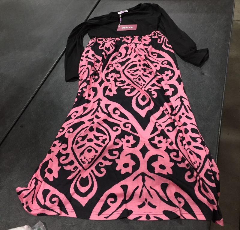 Photo 1 of GORLYA SLEEVE BLACK AND PINK FLORAL DRESS SIZE 13-14Y