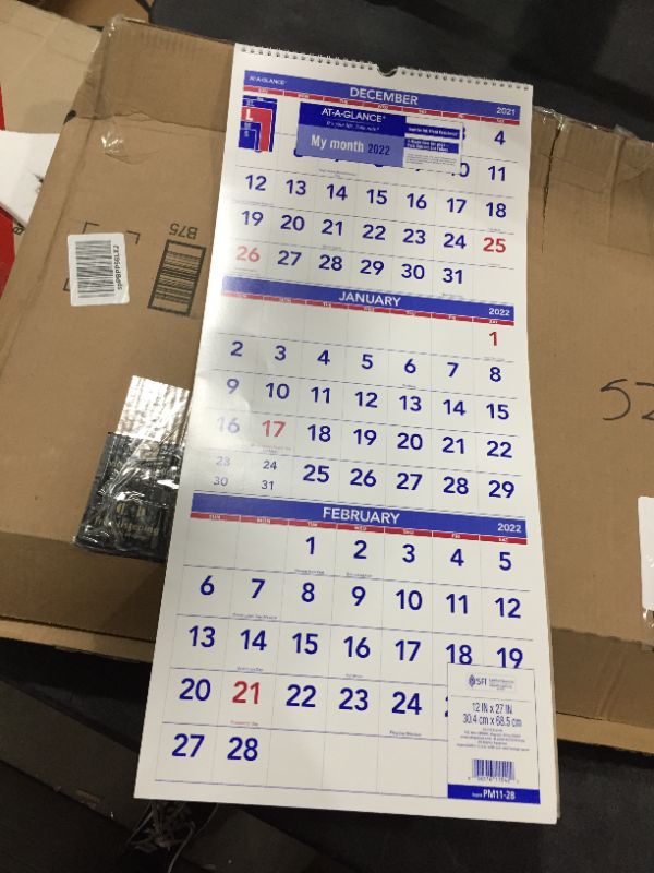 Photo 1 of 2022 Wall Calendar by AT-A-GLANCE, 12" x 27", Large, Vertical, 3 Month Reference 