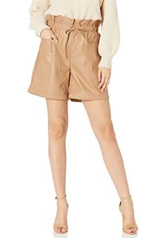 Photo 1 of KENDALL + KYLIE Women's Vegan Leather Paperbag Shorts SIZE L
