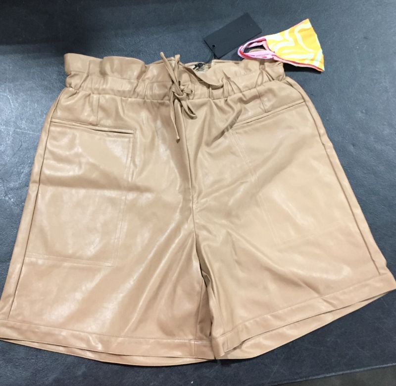 Photo 2 of KENDALL + KYLIE Women's Vegan Leather Paperbag Shorts SIZE L
