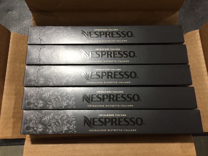 Photo 1 of 4 PACK Nespresso Capsules OriginalLine Ristretto Intenso Coffee Pods, Brews, Dark Roast Espresso Coffee, 50 Count (Pack of 5) 
Best By 9/30/21
