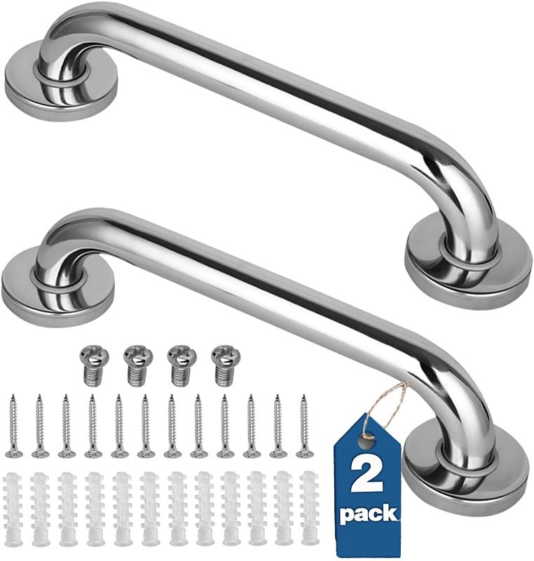 Photo 1 of 2 Pack Shower Grab Bar, Stainless Steel Bathroom Grab Bar, Shower Handle, Bath Handle, Grab Bars Senior for Bathroom (12 Inch)
