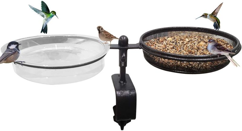 Photo 1 of Bird Feeders Deck Bird Feeder Bird Bath Deck Bowl Spa and Seeds Detachable Place The Flower Pot for Dual Use Deck Bird Feeder Bronze
