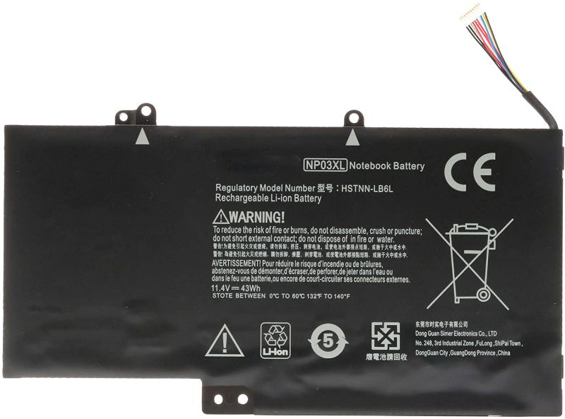 Photo 1 of 11.4V 43Wh NP03XL Laptop Battery for HP Envy X360 15-U010DX 15-U011DX 15-U110DX 15-U111DX,HP Pavilion X360 13-A010DX 13-A012DX 13-A013CL 13-A110DX,Fits P/N:761230-005 760944-421-18 HSTNN-LB6L TPN-Q146
