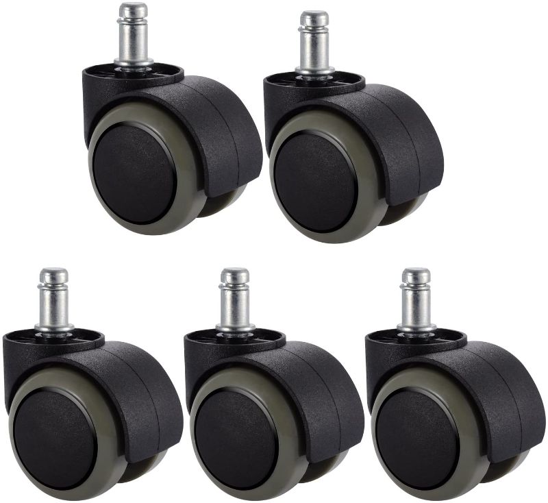 Photo 1 of 5 Packs PChero Office Chair Casters Wheels with Universal Standard Size 11mm Stem Diameter and 22mm Stem Length (0.43inch X 0.86inch), Support up to 550LBs Weight
