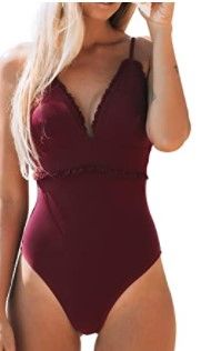 Photo 1 of CUPSHE Women's Red Ruffled Adjustable Shoulder One Piece Swimsuit size S
