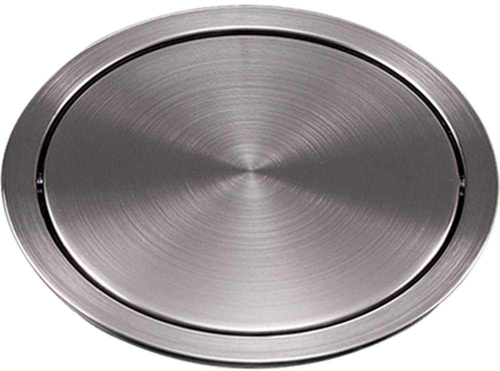Photo 1 of 2 OF THE Pearlead Round Recessed Counter Top Cover Trash Bin Built-in Flap Garbage Can Kitchen Bench Stainless Steel(Silver)

