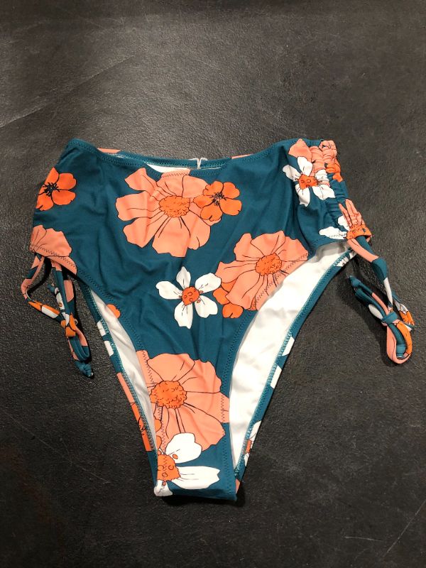 Photo 1 of Cupshe High Waisted Bikini-Hose Blue with Flower pattern Medium (Just Bottoms)