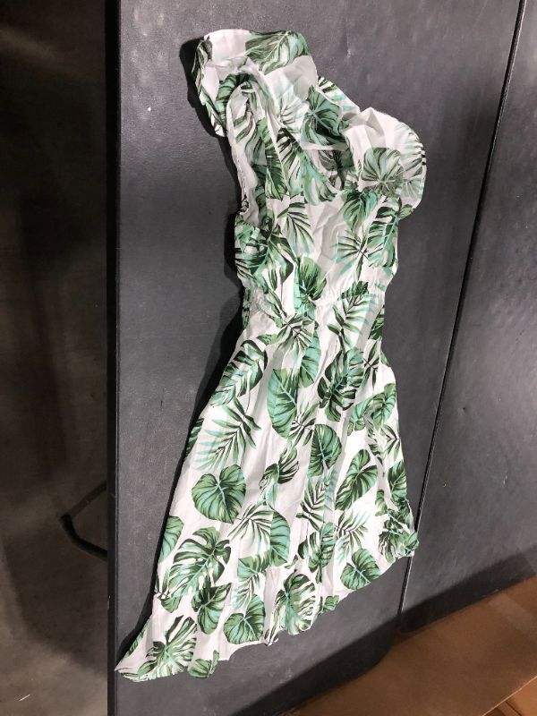 Photo 1 of Cupshe One Strap Dress Green and White Small