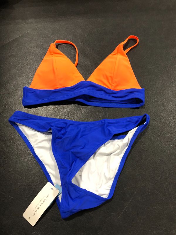 Photo 1 of Cupshe Orange and Blue Triangle Bikini Medium
 