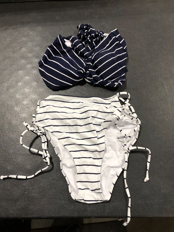 Photo 1 of Cupshe Stripe Twist Bikini with Lace Up Design Medium