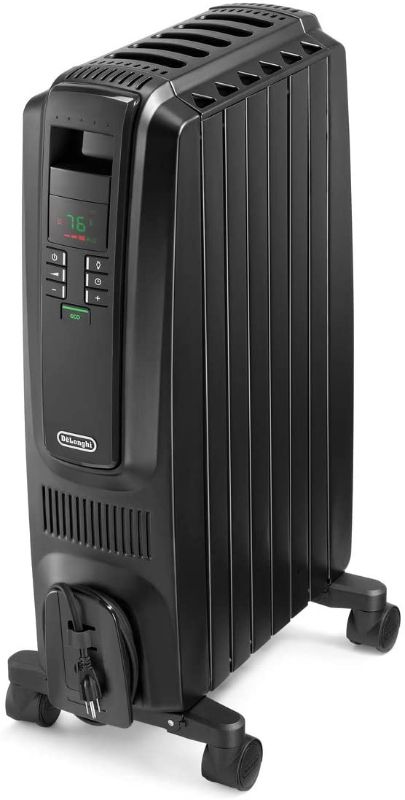 Photo 1 of De'Longhi Oil-Filled Radiator Space Heater, Quiet 1500W, Adjustable Thermostat, 3 Heat Settings, Timer, Energy Saving, Safety Features
