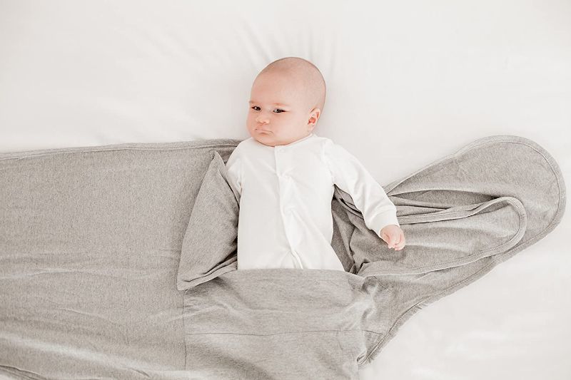 Photo 1 of Miracle Blanket Baby Sleep Wearable Swaddle Wrap for Newborn Infant Boy or Girl 0-3 Months, Solid Heather Gray
