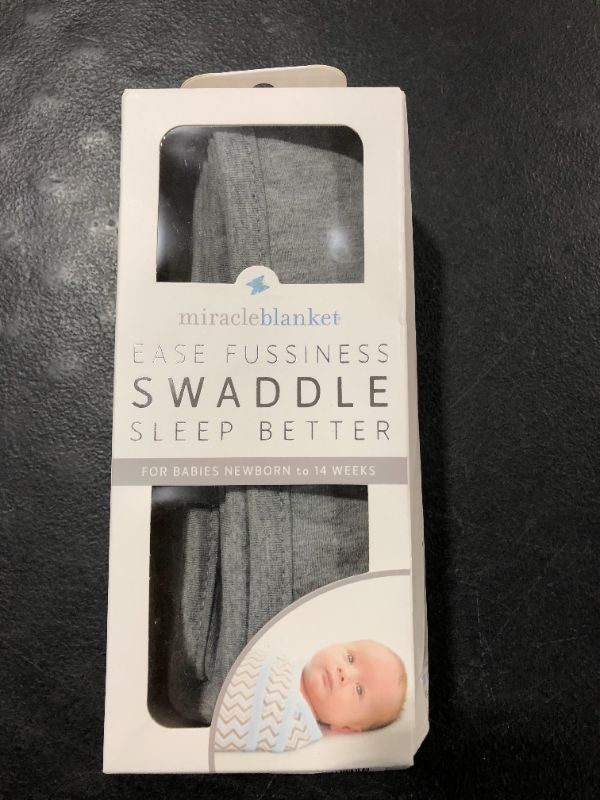 Photo 2 of Miracle Blanket Baby Sleep Wearable Swaddle Wrap for Newborn Infant Boy or Girl 0-3 Months, Solid Heather Gray

