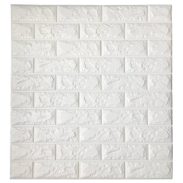 Photo 1 of 2.6' x 2.3' Peel and Stick 3D Wall Panels White Brick Wallpaper for TV Walls / Sofa Background Wall Decor
