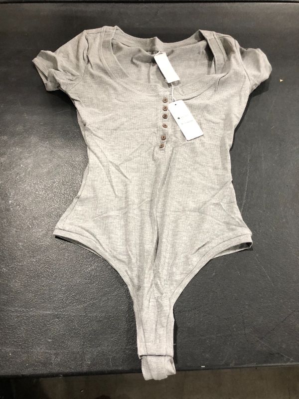 Photo 1 of CUPSHE August Grey Button Bodysuit Small