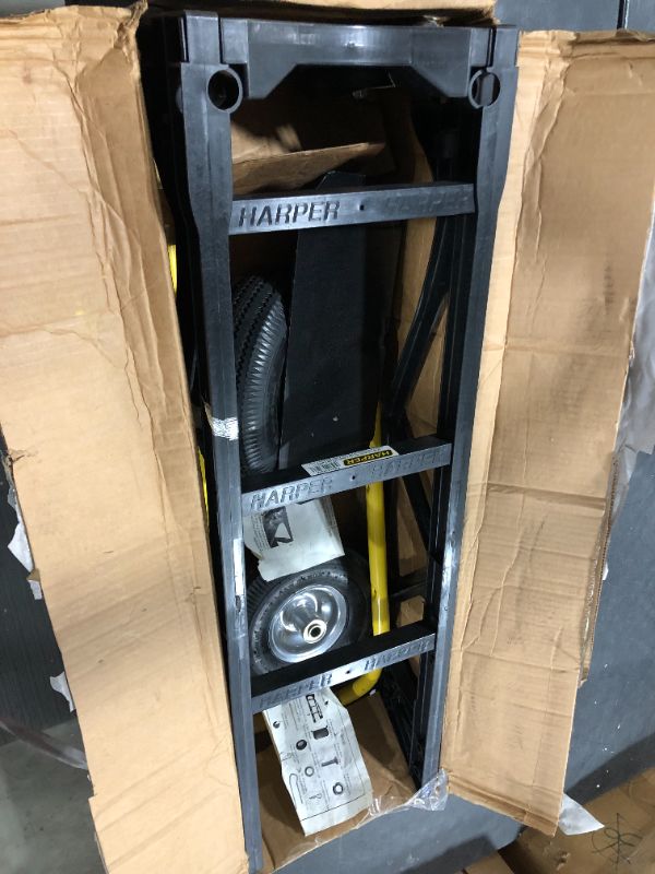 Photo 3 of Harper Trucks 700 lb Capacity Glass Filled Nylon Convertible Hand Truck and Dolly with 10" Pneumatic Wheels , Black with yellow handle - PGDYK1635PKD
