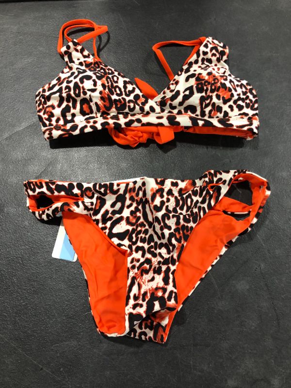 Photo 2 of Cupshe Orange Trim Leopard Print Strappy Bikini Medium
